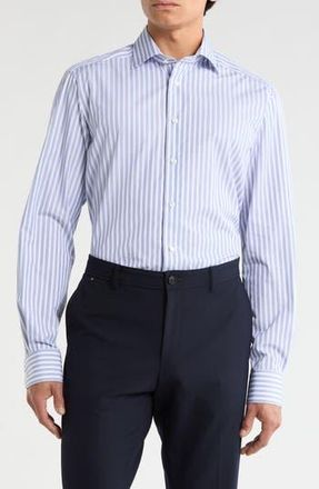 Eton Contemporary Fit Twill Dress Shirt in Medium Blue at Nordstrom Rack, Size 17.5