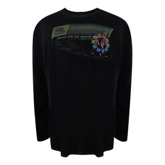 Amiri Mens Stacked Circle Logo Black Long Sleeve T-shirt Cotton - Size Medium