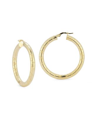 Italian Gold, Inc 14K Italian Gold Bold Thick Quilted Medium Hoops