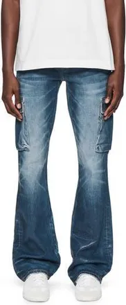 Purple Coated Flare Cargo Jeans in Dark Indigo at Nordstrom Rack, Size 28