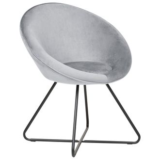 Beliani Beliani - Silla De Terciopelo Tapicer&iacute;a Asiento Redondo Dise&ntilde;o Retro Minimalista Base Cruzada De Metal Gris Claro Floby Ii