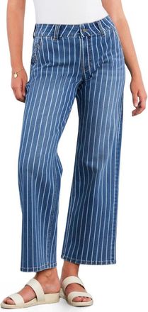 Wash Lab Denim Kellie High Waist Relaxed Straight Leg Jeans in Blue Denim Stripe at Nordstrom, Size 27