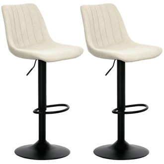 HOMCOM Bar Stools Set Of 2 Adjustable Swivel Bar Chairs With Backrest - Beige | TJ Hughes