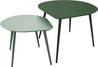 Oviala Juego de 2 mesas de centro de metal tonos verde bosque y verde salvia