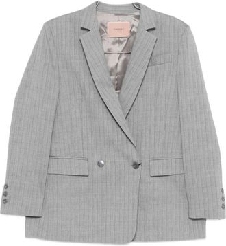Twinset Dubbelrijige krijtstreep blazer in grijs - Dames - Blazers - Grijs - L - Jassen