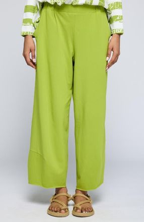 Luukaa D'Celli Ilaria Curved Jersey Pants in Lime at Nordstrom, Size 16
