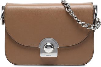 Prada Pre-owned Womens Glace Calf Arcade Crossbody - Tan Leather - One Size