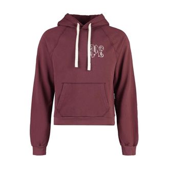 Palm Angels Hoodies, male, Red, Size: XL Cotton Blend Logo Hoodie