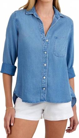 Bella Dahl Split Back Button Down Shirt In Indigo Harbor Wash
