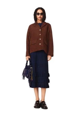 Maje Suede jacket in Chocolate Brown at Nordstrom, Size 40 Eu