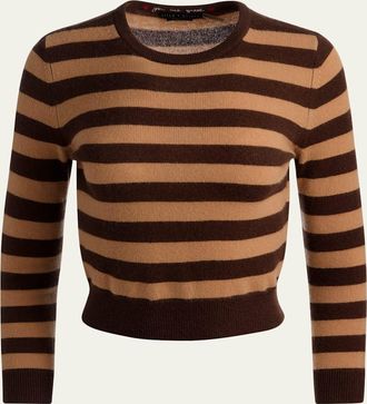 Alice & Olivia Carolann Striped Cashmere Shrunken Pullover