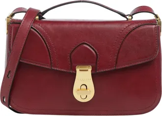The Bridge Burgundy Fine Grain Leather Handbag With Adjustable Shoulder Strap