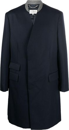 Maison Margiela Cavalry single-breasted wool coat - men - Viscose/Wool - 48 - Blue