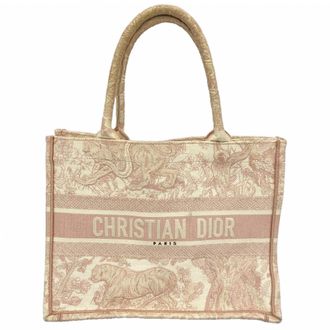 Dior Pink White Canvas Tote Bag (Pre-Owned)