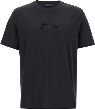Herno logo-embroidered T-shirt - men - Cotton - 46 - Blue