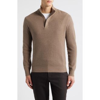 Canali Quarter Zip Wool & Cashmere Blend Sweater in Med Beige at Nordstrom Rack, Size 38 Us / 48 Eu Regular