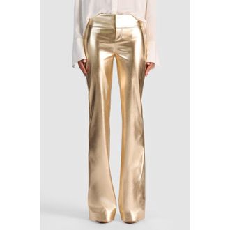Alice & Olivia Metallic Faux Leather Pants in Gold at Nordstrom, Size 2