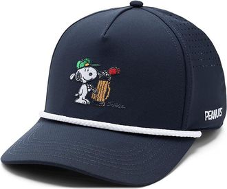 Black Clover Snoopy Golfbag 5 Panel Mid Rope Adjustable Hat Baseball Caps Navy, Polyester/Spandex