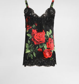 Dolce & Gabbana Rose-print Satin Top - Woman Shirts And Tops Multicolor 36