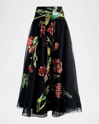 Alice & Olivia Oriana Embellished Maxi Skirt