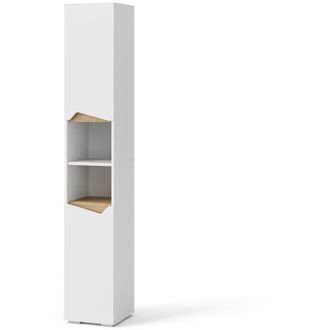 Vicco Armario De Ba&ntilde;o Marelle, Blanco, 30 X 180 Cm Con Puertas Y Compartimentos Abiertos