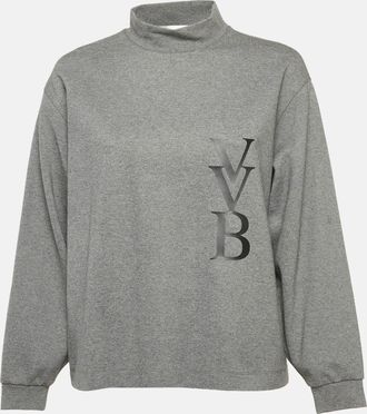 Victoria Beckham Grey Logo Applique Knit Sweatshirt