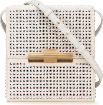 Bottega Veneta Pre-owned Womens The Pouch Crystalembellished Canvas Crossbody - White Textile - One Size