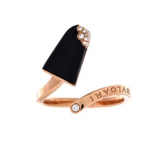 Bulgari Gelati Ring 18K Rose Gold with Onyx and Diamonds