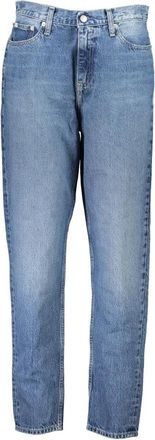 Calvin Klein Blauwe Katoenen Mom Jeans Gewassen Effect - Dames - Regular Fit Jeans - Blauw - W24 L30 - Katoen - Jeans