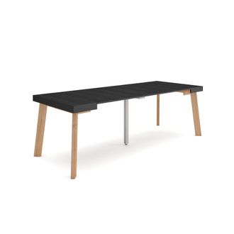 Skraut Home Mesa Consola Extensible, Mesa Comedor Plegable, 220, Para 10 Comensales, Patas De Madera, Estilo Moderno, Negro - Skraut Home