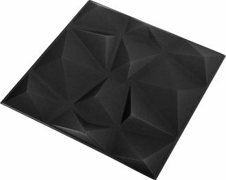 vidaXL Paneles De Pared 12 Uds. 50 X 50 Cm Negro Diamante Espuma Xps Vidaxl