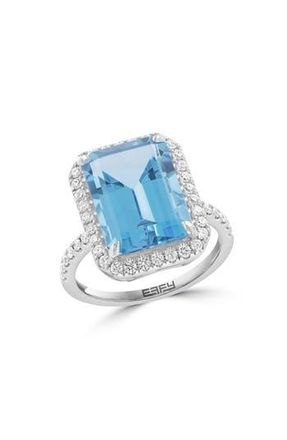 Effy Sterling Silver Blue Topaz & Zircon Halo Ring at Nordstrom Rack, Size 7