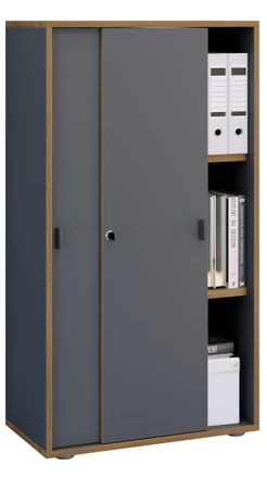 VCM Armario De Oficina Vcm Con 3 Compartimentos Armario De Archivo Moderno Con Puertas Correderas Dimensiones Aprox. Al. 110 X An. 60 X P. 37 Cm- Salia 3 