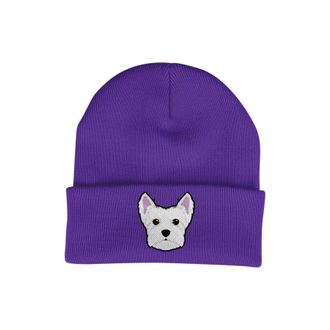 Bang Tidy Clothing West Higland White Terrier Beanie Hat - Dog Lovers Gifts for Women - Winter Hats for Women - Knitted Wooly Ladies Hats - Dog Walking Accessories - Emb