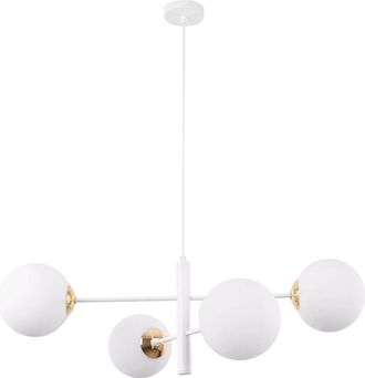 OEM L&aacute;mpara Colgante Vicenza Oro Blanco 4 Pantallas Planas Blancas E14