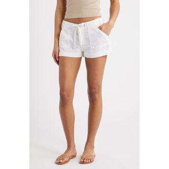 BDG Linen & Cotton Drawstring Shorts in White at Nordstrom, Size X-Small