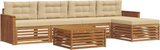 vidaXL Conjunto De Sof&aacute;s De Exterior 6 Uds. Natural Y Beige Vidaxl