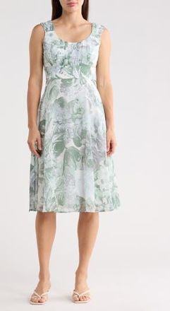Connected Pleated Chiffon Midi Dress in White.sage at Nordstrom Rack, Size 10