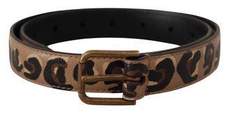 Dolce & Gabbana Brown Leopard Print Vintage Metal Waist Buckle Womens Belt
