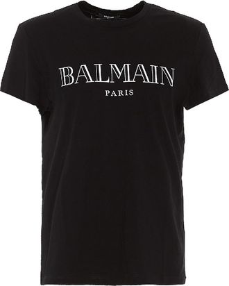 Balmain Paris Logo Embossed Cotton T-Shirt, Size Medium