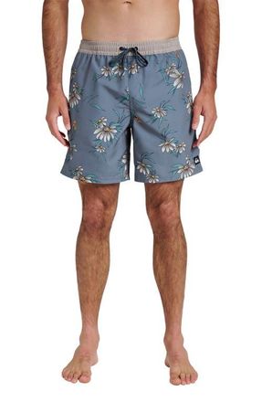 Quiksilver Everyday Water Repellent Coastal Flora Volley 6-Inch Swim Trunks in China Blue at Nordstrom, Size X-Large
