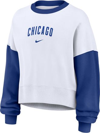 Nike Chicago Cubs Primary Nike Womens MLB Pullover Crew in White | 01D7007PEJ-9HV