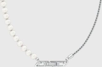 Diesel Sterling silver and pearl chain necklace - Necklaces - Unisex - Silver