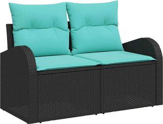 vidaXL Sof&aacute; De Jard&iacute;n Negro 124 X 62 X 85cm Rat&aacute;n Sint&eacute;tico Vidaxl