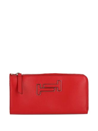 Tod's Portafoglio con zip e logo T - Rosso