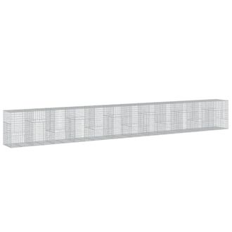 Berkfield Home Gabion Basket with Cover 1200x100x150 cm Galvanised Iron in Silver | Size: 1200 x 100 x 150 cm