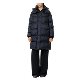 Luisa Cerano Donsjas met afneembare capuchon - Dames - Mantels - Blauw - Maat: S Zijde