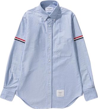 Thom Browne Oxford Armbands Classic Shirt - Heren - Casual Overhemden - Blauw - 2XL - Katoen - Overhemden