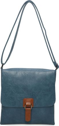 Generic Womens Vegan Leather Crossbody Bag, Satchel Bag, Flap Closure with Buckle (Blue)