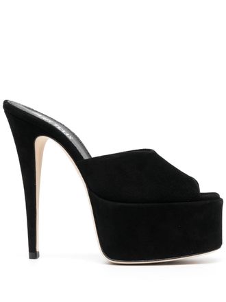 PARIS TEXAS 155mm peep-toe stiletto-heel sandals - women - Calf Leather/Calf Leather/Calf Suede - 36 - Black